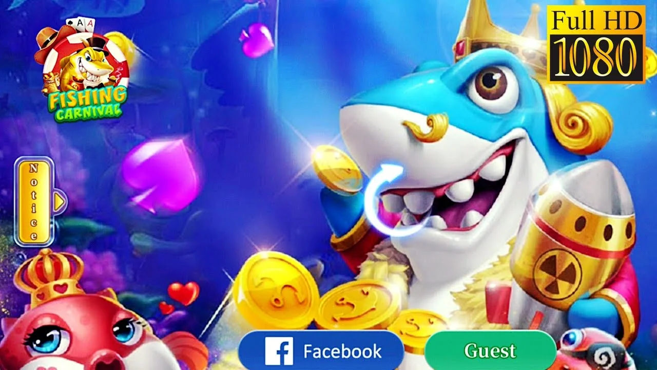 Visual target ikan dan meriam dalam permainan arcade bawah laut
