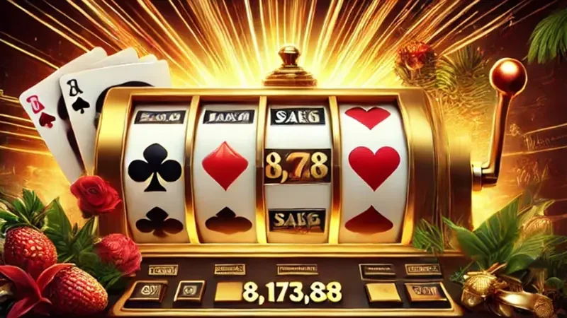 Tampilan permainan slot mobile dengan reel dan simbol bonus